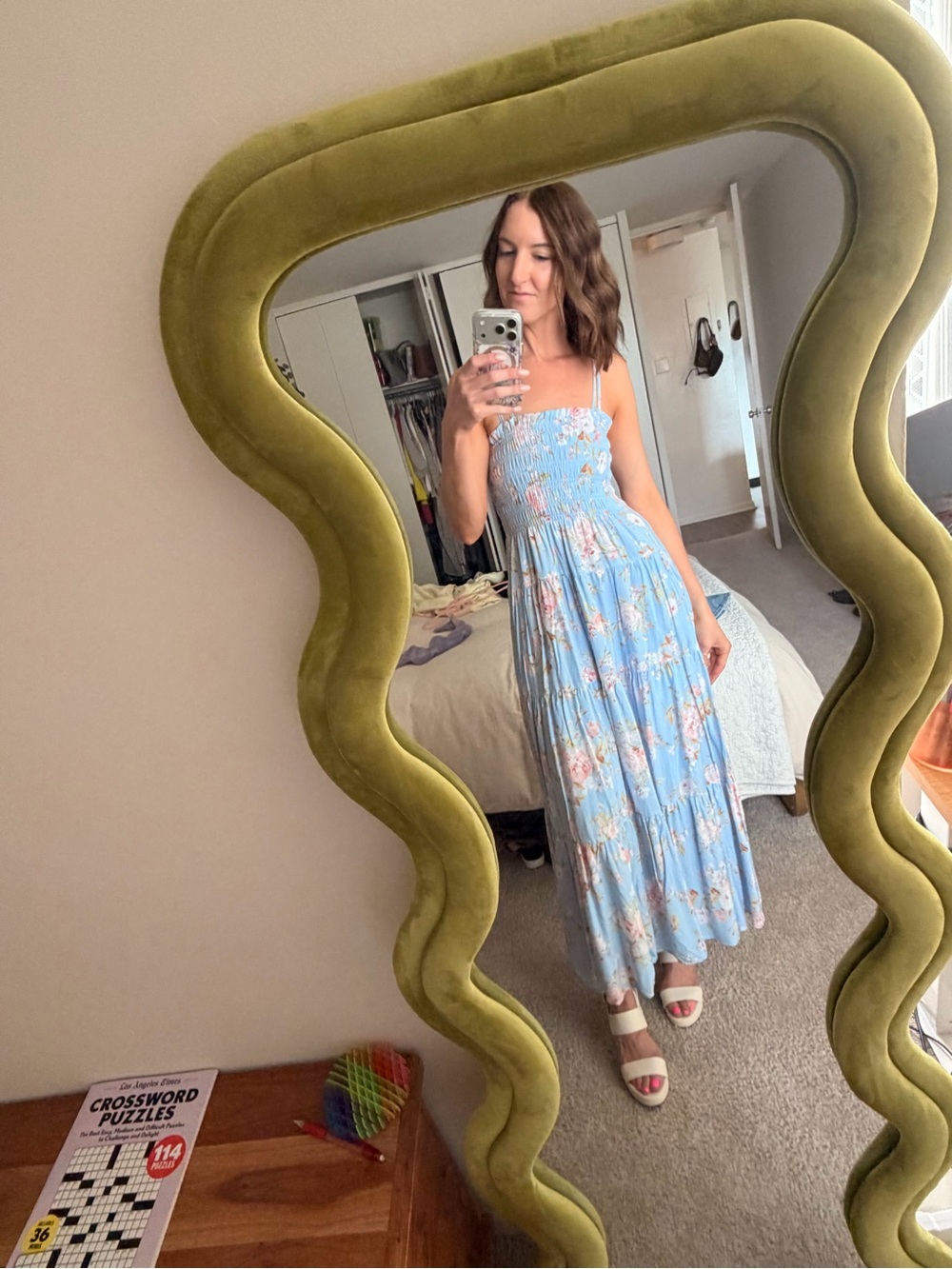 Altar'd State Light Blue Floral Smocked Maxi Dress
